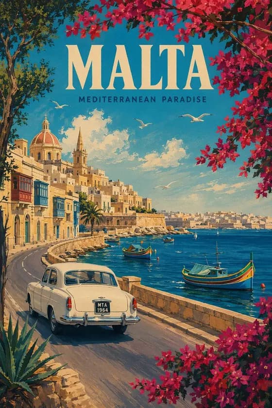 Vintage Malta Travel Poster preview image 1