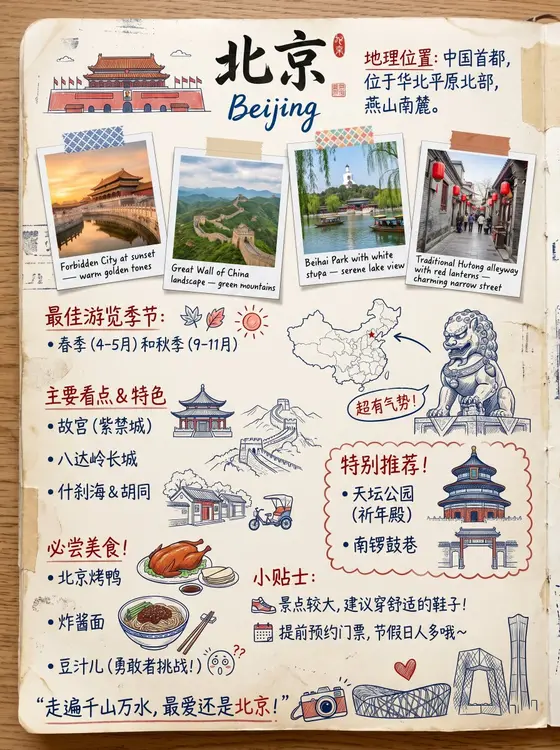 Vintage Beijing Travel Scrapbook Poster preview image 1