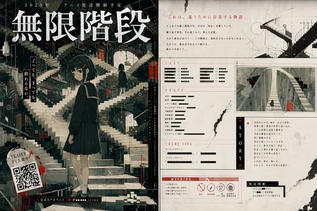 Surreal Infinite Staircase Anime Poster preview image 1