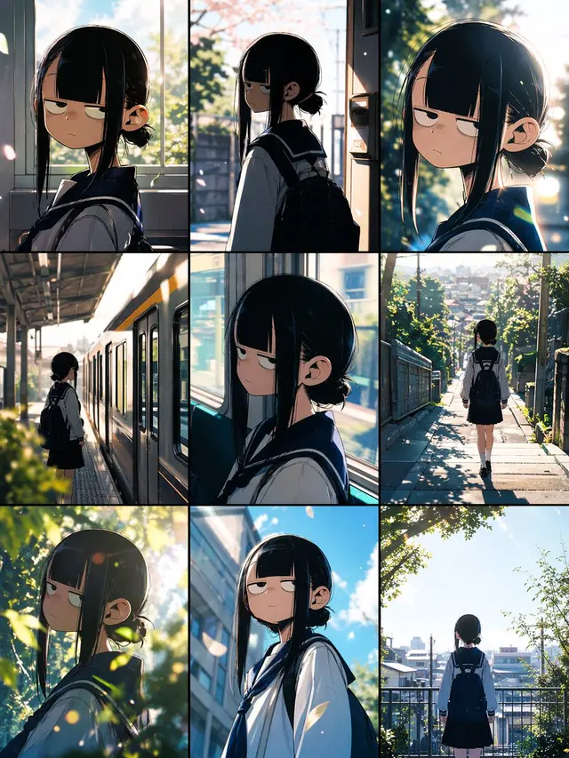 Anime School Commute Storyboard Grid preview image 1
