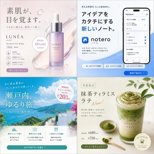 Japanese 4-Panel Ad Collage preview image 1