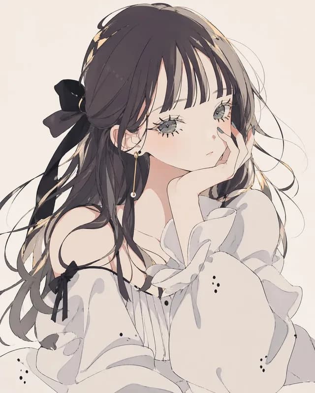 Soft Monochrome Anime Girl Portrait preview image 1