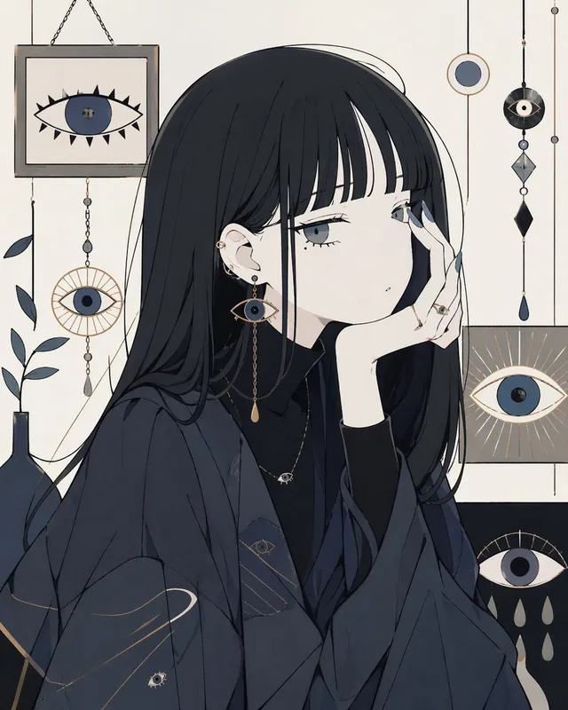 Occult Eye Motif Anime Portrait preview image 1