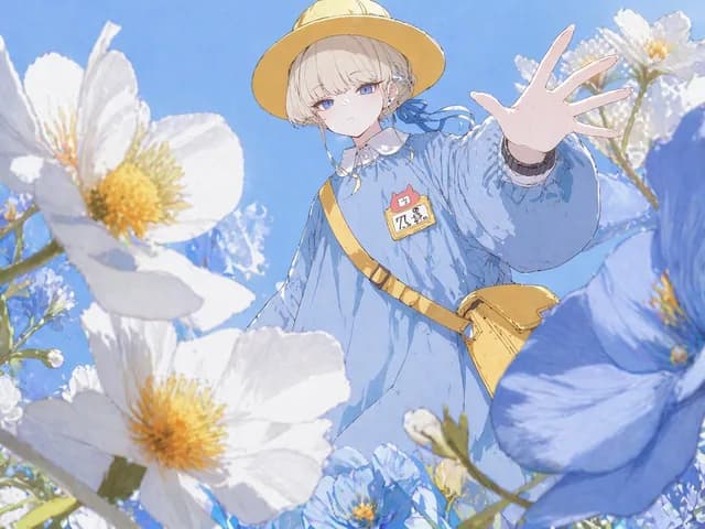Anime Girl Reaching Through Flowers preview image 1