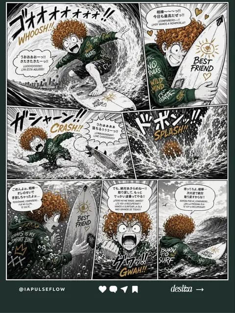 Manga Surf Wipeout Comic Poster preview image 1