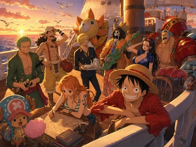 One Piece Straw Hat Crew at Sunset preview image 1