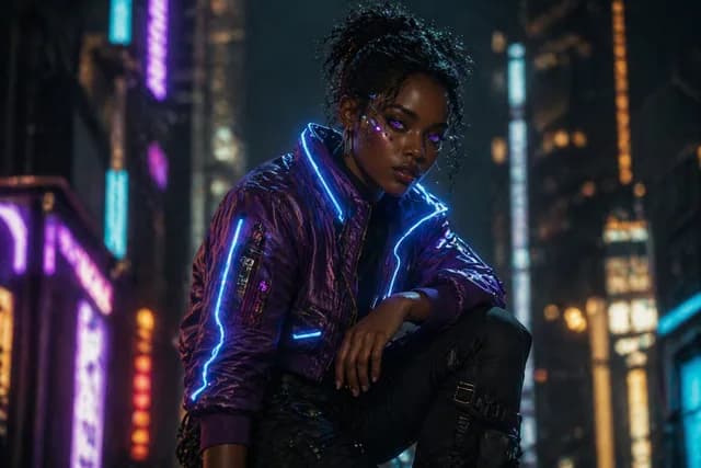 Cinematic Cyberpunk Woman Portrait preview image 1