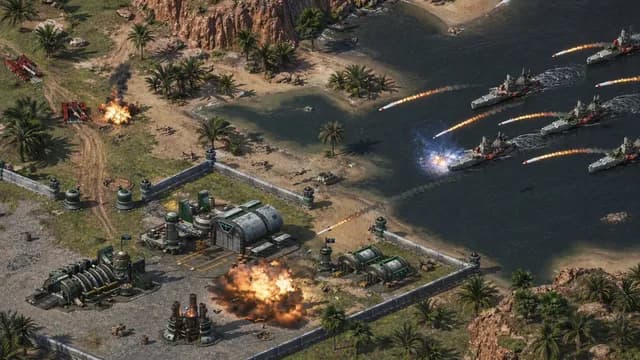 Isometric Coastal Base Under Naval Attack preview image 1