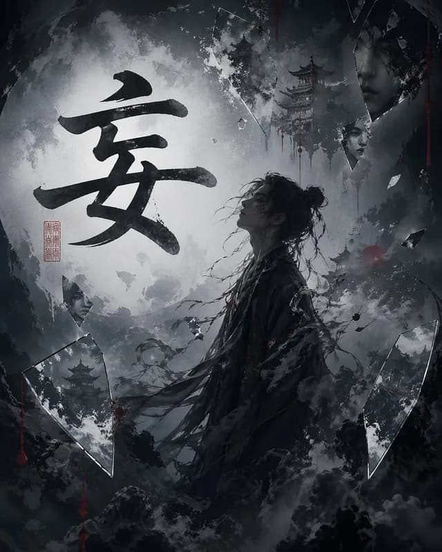 Chinese Calligraphy Dark Fantasy Poster preview image 1