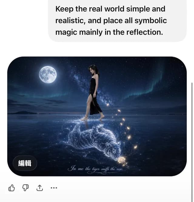 Moonlit Woman and Tiger Reflection preview image 1
