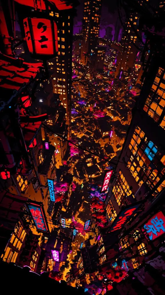 Surreal Neon Japanese Megacity Overlook preview image 1