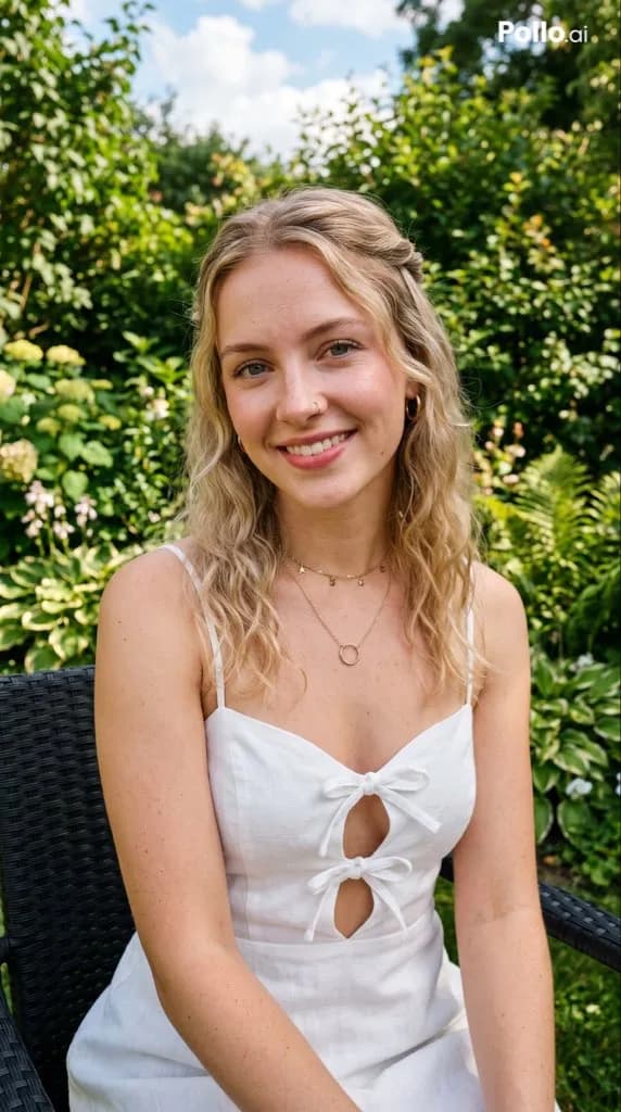 Garden Portrait With White Summer Dress preview image 1