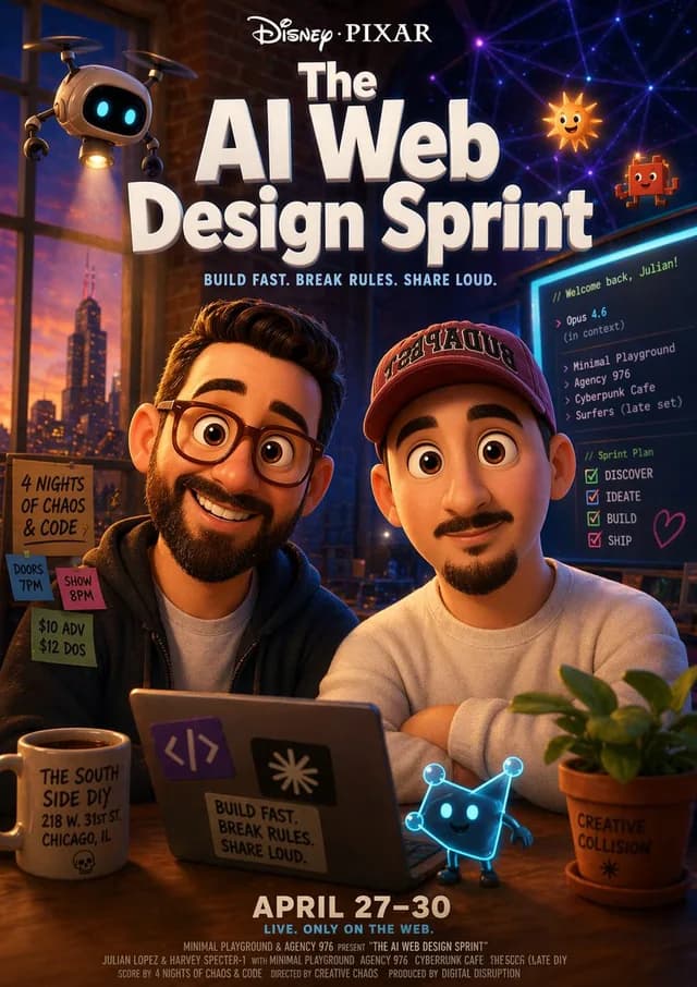 Pixar-Style AI Web Design Sprint Poster preview image 1