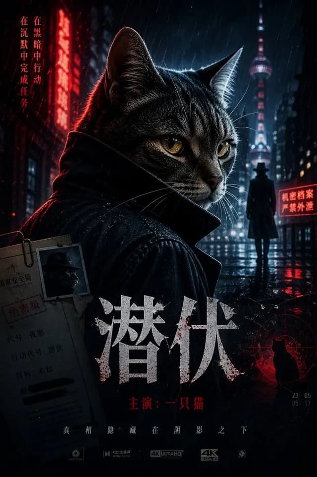 Spy Movie Poster with Cat preview image 1