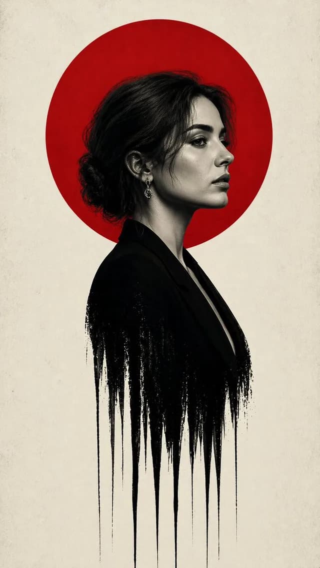 Noir Woman With Red Halo Poster preview image 1