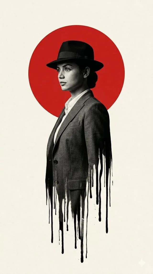 Noir Man With Red Sun Poster preview image 1