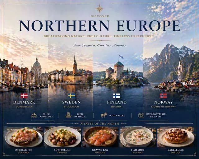 Luxury Northern Europe Travel Poster preview image 1