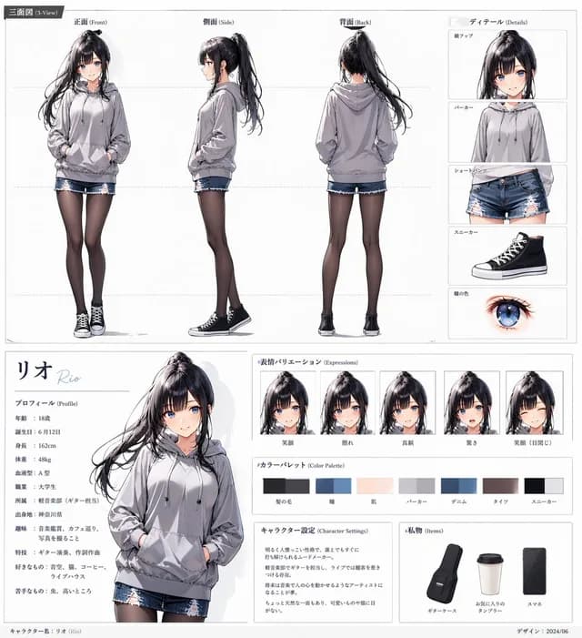 Anime Character Sheet for Rio preview image 1