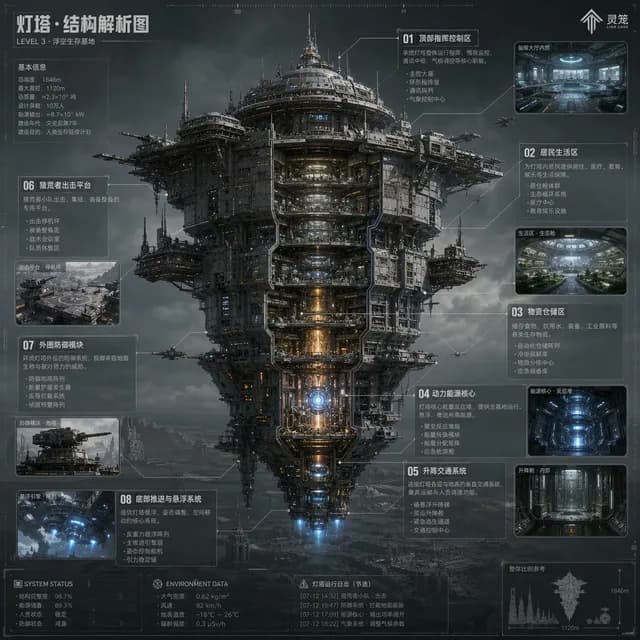 Sci-Fi Lighthouse Structure Diagram preview image 1