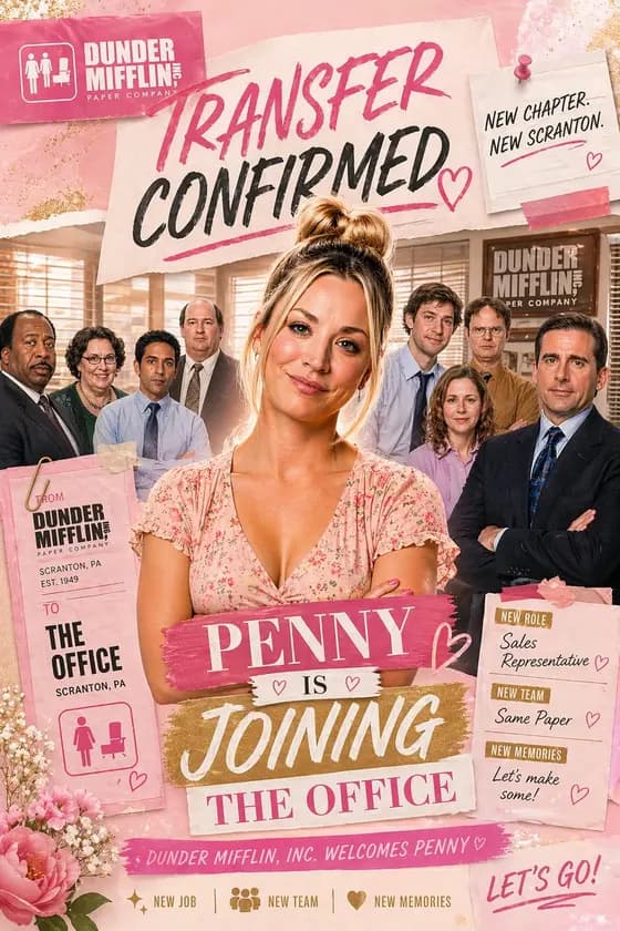 Pink Office Transfer Announcement Poster preview image 1