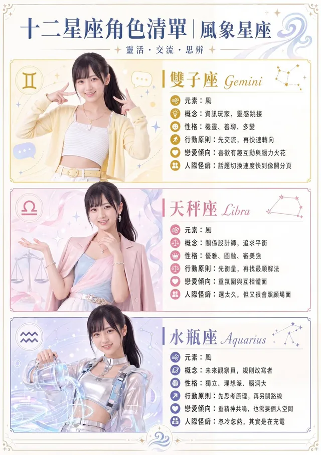 Air Sign Zodiac Character Poster preview image 1