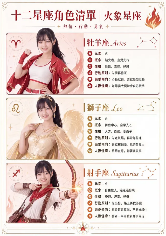 Fire Sign Zodiac Character Poster preview image 1