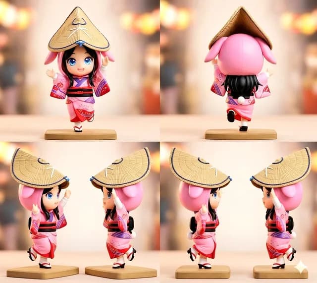Awa Odori Chibi Figure Turnaround preview image 1