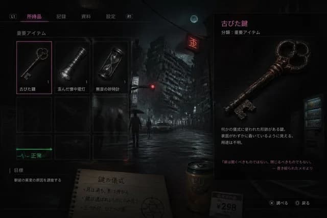 Japanese Horror Game Inventory Screen preview image 1