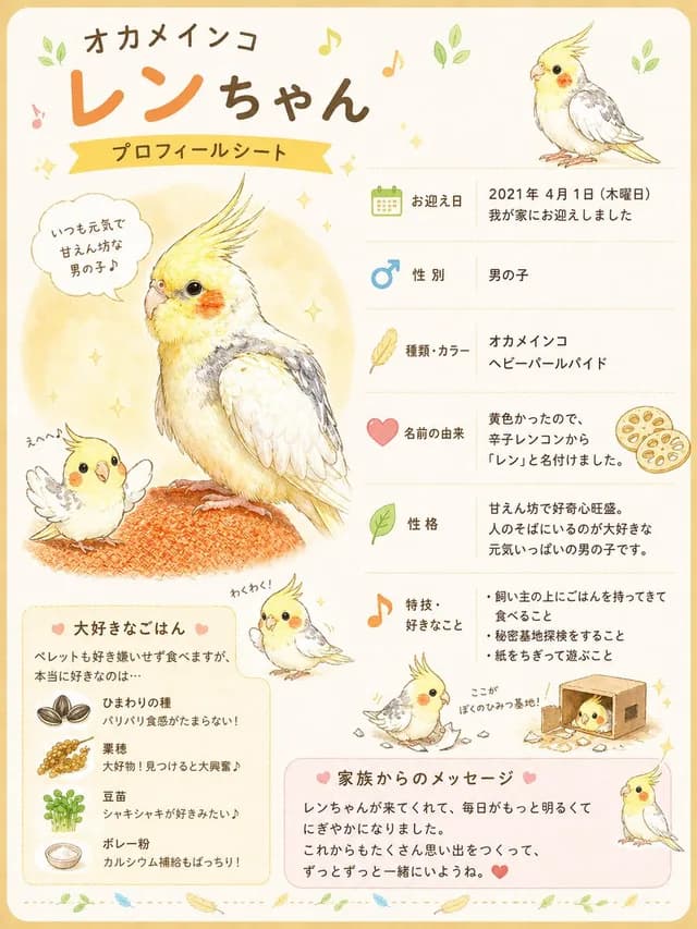 Cute Cockatiel Profile Sheet preview image 1