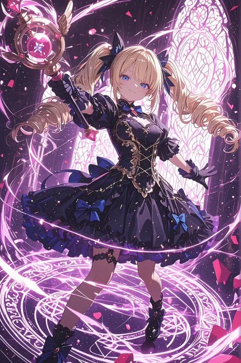 Gothic Magical Girl with Spell Circle preview image 1