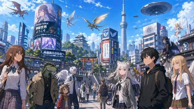 Fantasy Tokyo Coexistence Cityscape preview image 1