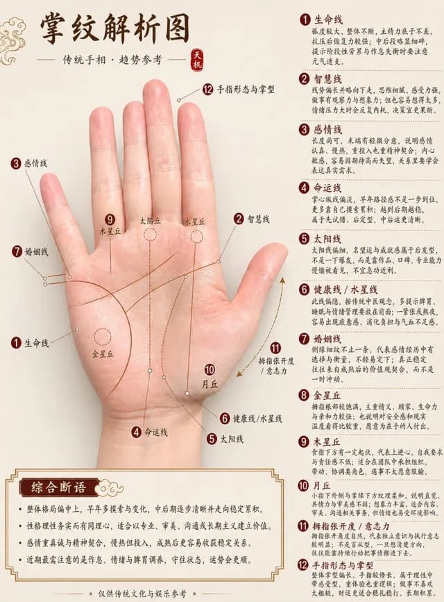 Professional Chinese Palmistry Analysis Chart preview image 1