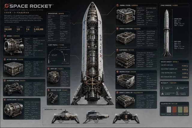 Advanced Technical Space Rocket Poster preview image 1