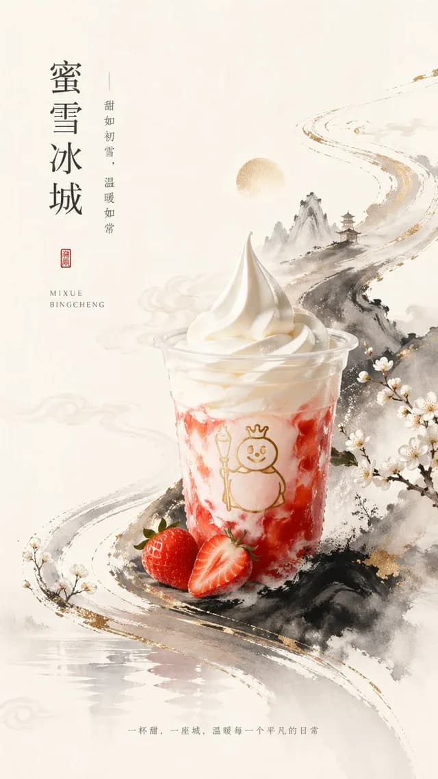 New Chinese Style Ice Cream Drink Poster preview image 1