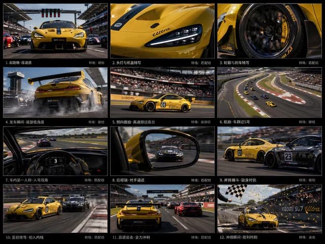 12-Panel Racing Storyboard Sheet preview image 1