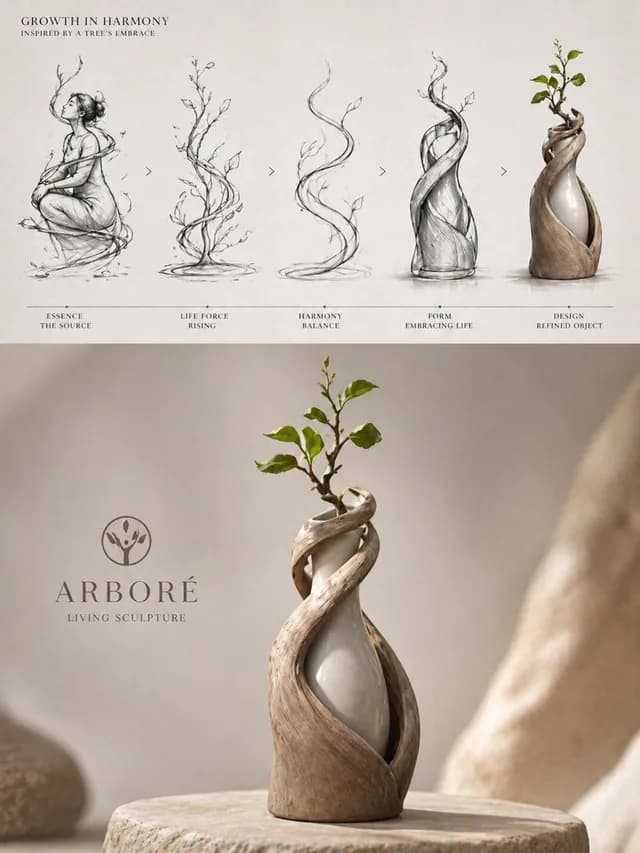 Luxury Biophilic Vase Concept Poster preview image 1