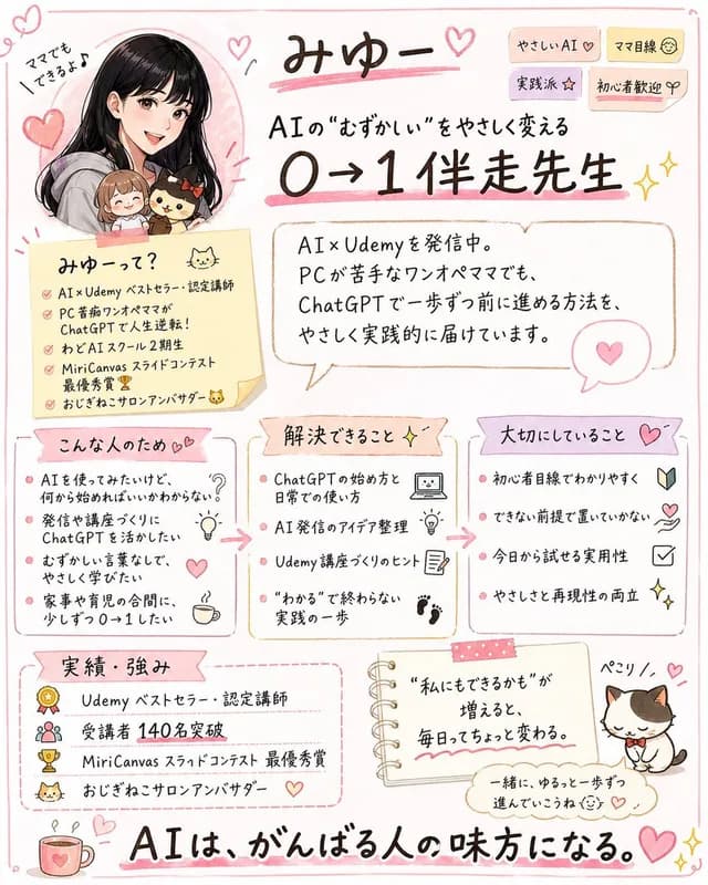 Cute handwritten profile summary poster preview image 1