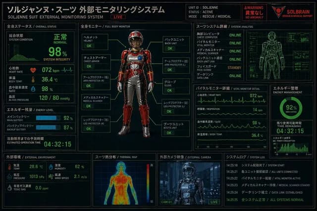 Futuristic Rescue Suit Monitoring HUD preview image 1