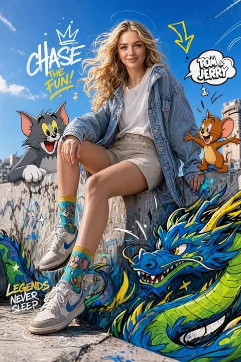 Fashion Editorial with Cartoons preview image 1