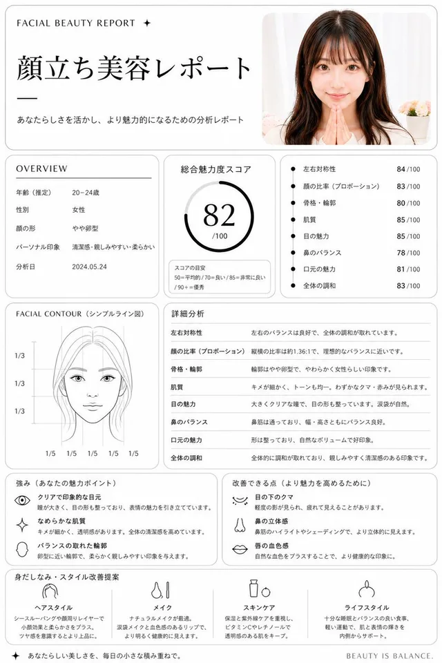 Minimalist facial beauty report preview image 1