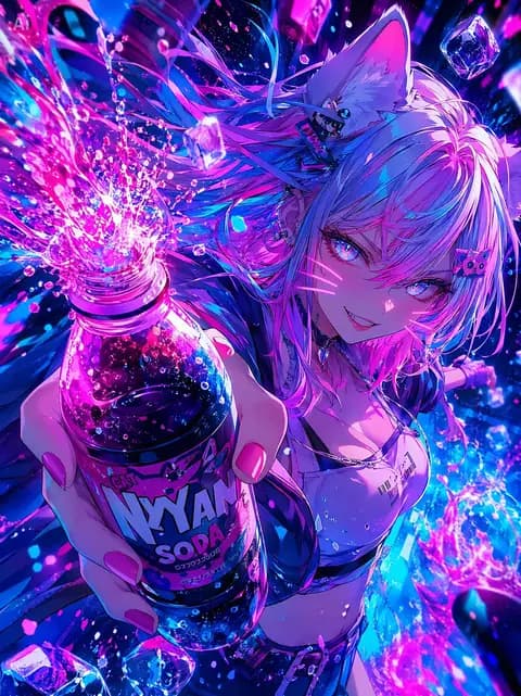 Neon Catgirl Soda Ad preview image 1