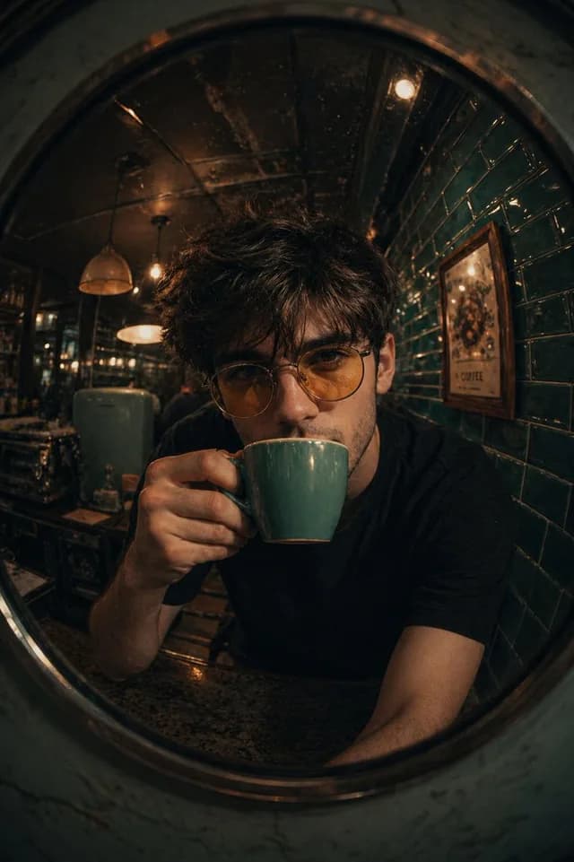 Retro Café Fish-eye Lens Portrait preview image 1