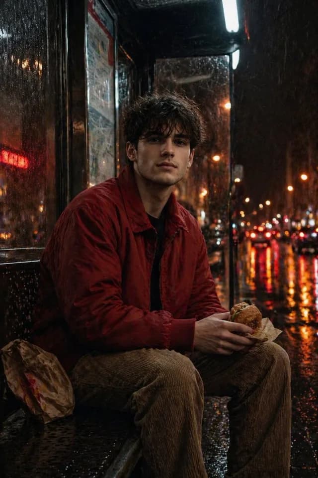 Atmospheric Nighttime Rainy Portrait preview image 1