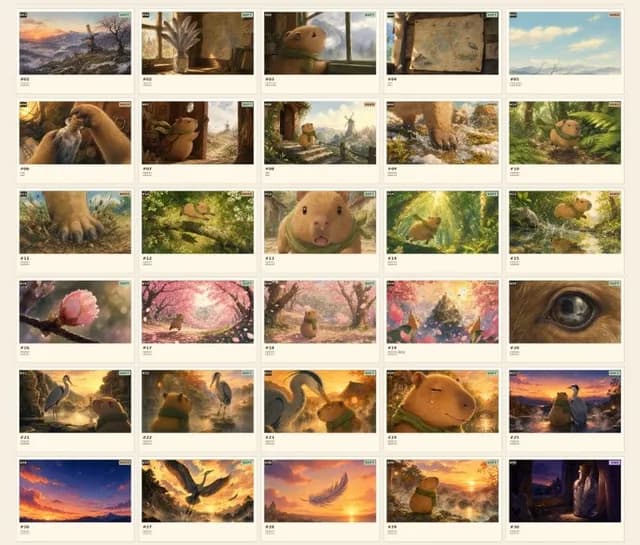 30-Frame Ghibli-Style Storyboard Sheet preview image 1