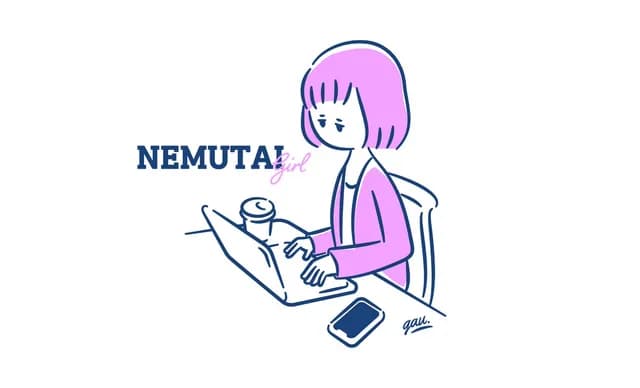 Sleepy Girl at Laptop Illustration preview image 1