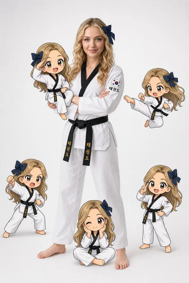 Taekwondo Woman and Chibi Versions preview image 1