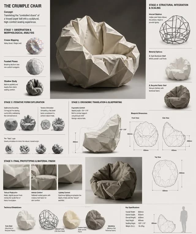 Crumple Paper Furniture Concept Design preview image 1