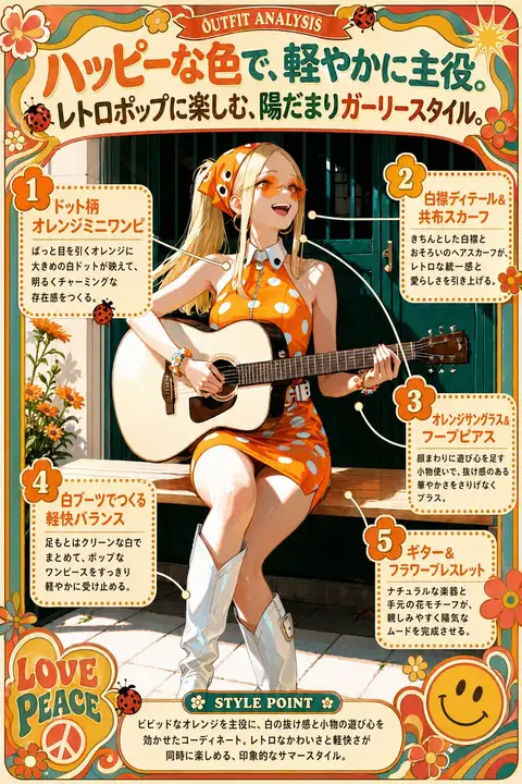 Retro Orange Outfit Analysis Poster preview image 1