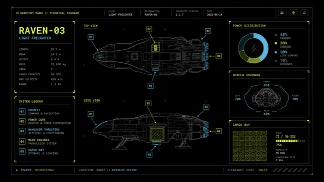 Sci-Fi Light Freighter Schematic HUD preview image 1