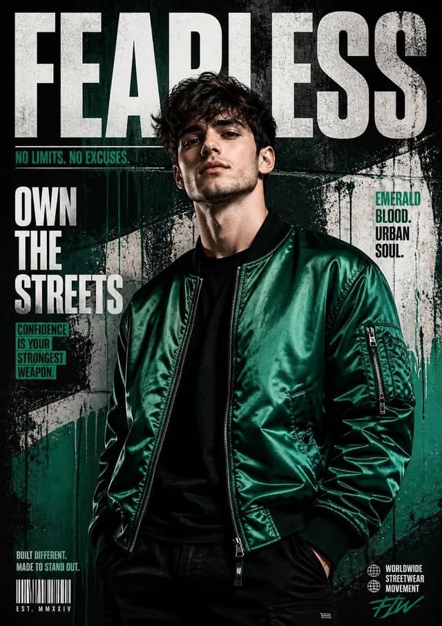 Street Fashion Emerald Bomber Poster preview image 1